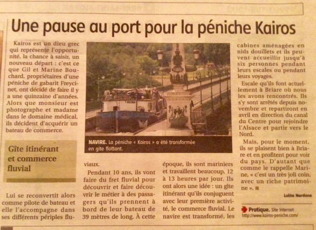 Journal Mme Nardone peniche Kaïros 